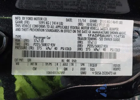 2015 Ford C-Max Hybrid Se from USA, damaged, VIN 1FADP5AU6FL104730